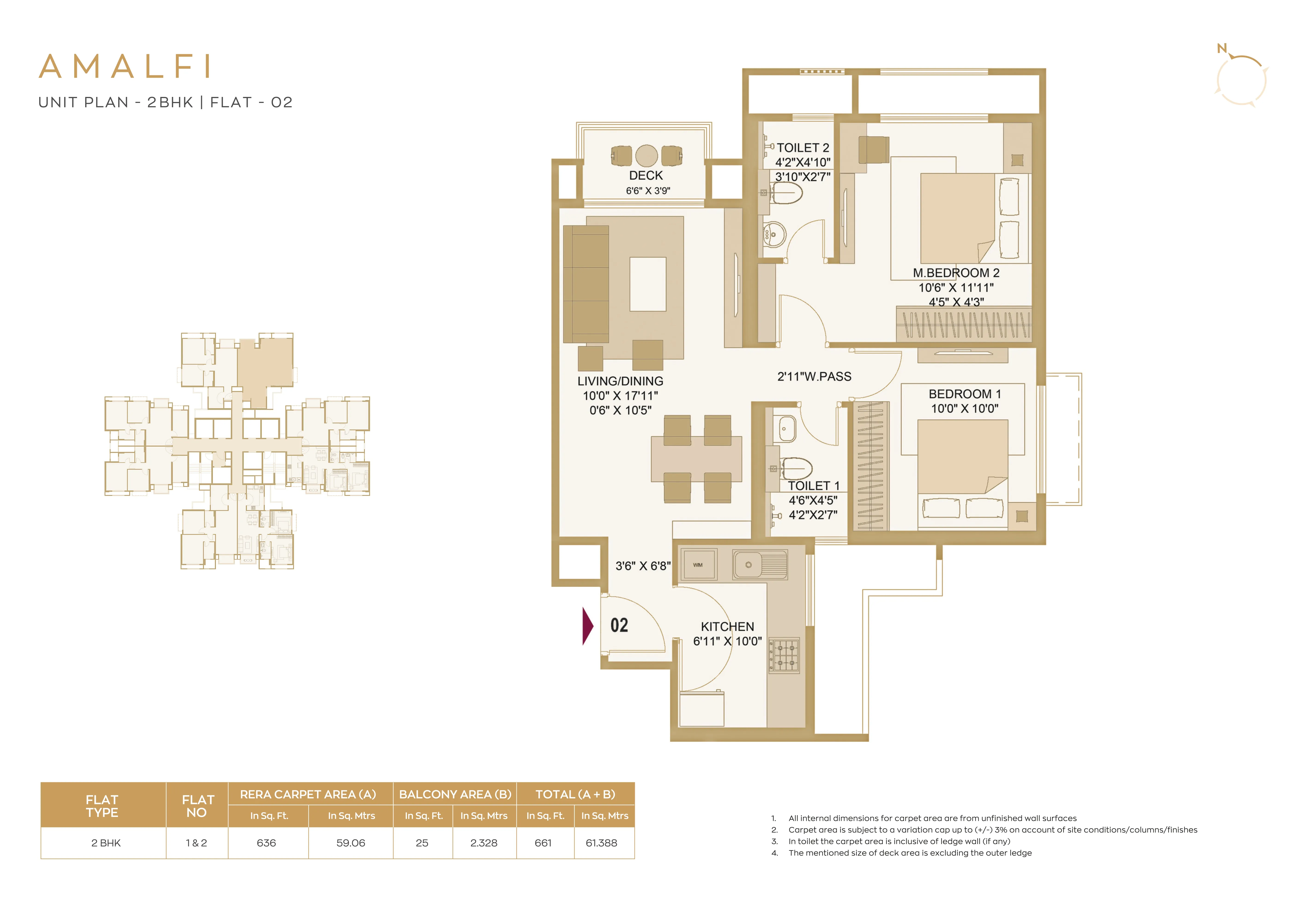 2 BHK 661 floor plan